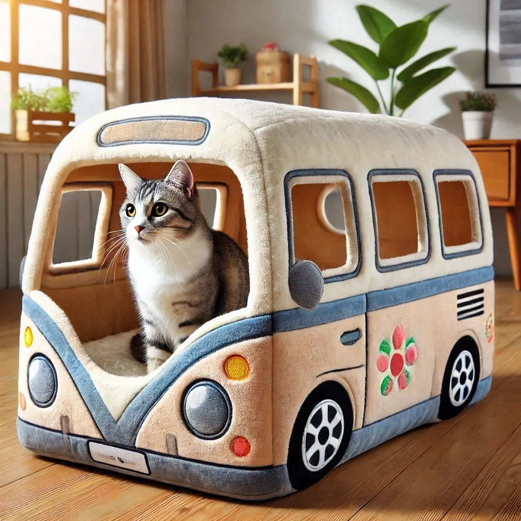 Camper-Van-Shaped-Pet-House