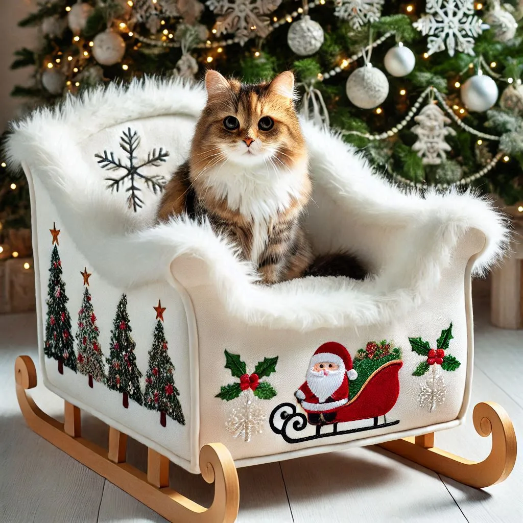 Christmas-Sleigh-Shaped-Pet-Bed