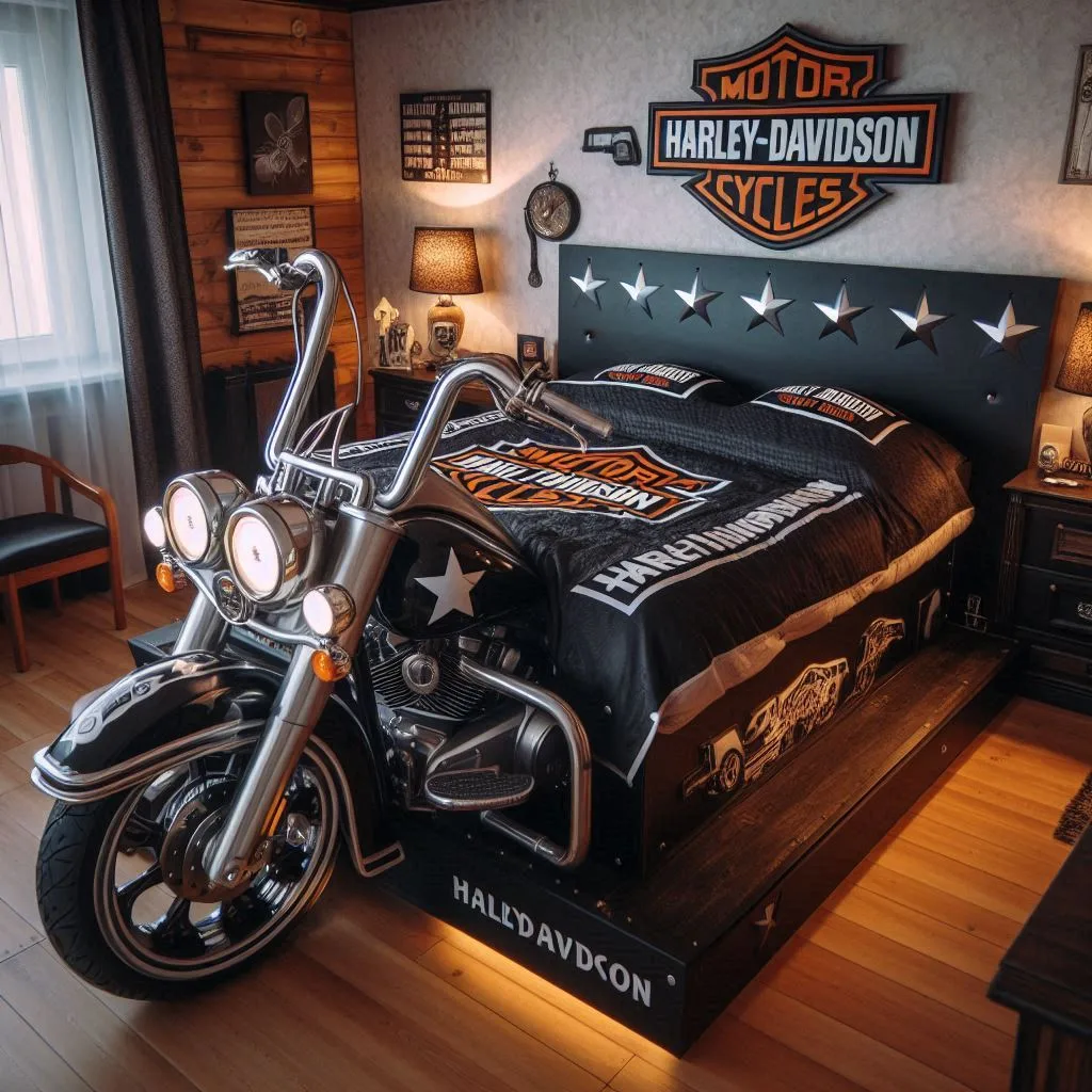 Harley-Davidson-Shaped-Bed