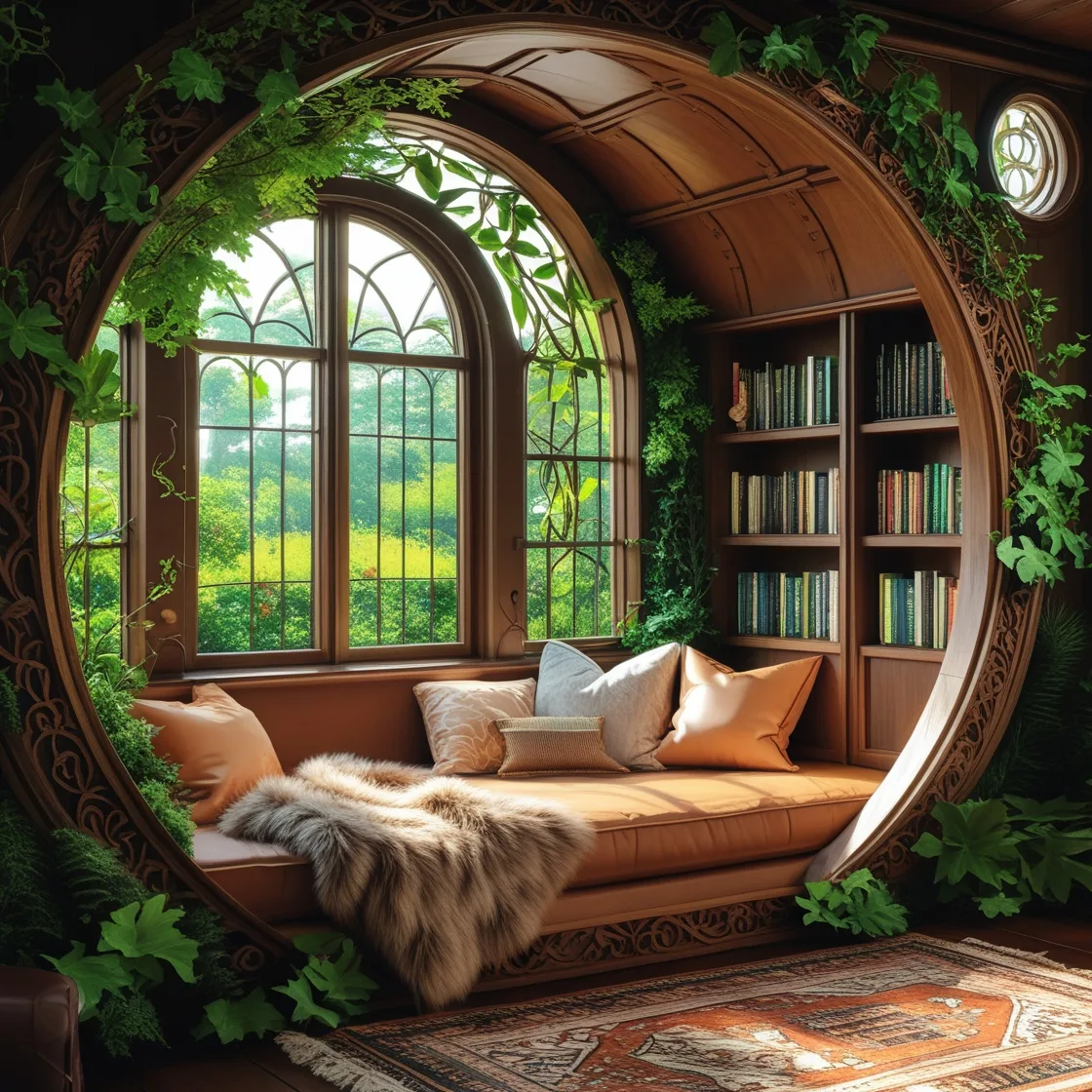 Circular-Wooden-Reading-Nook