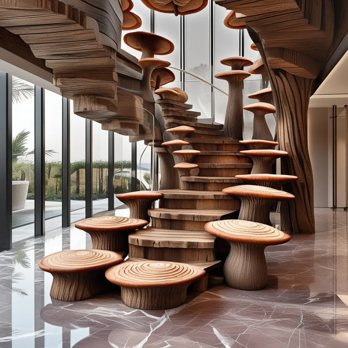 Wooden-Mushroom-Staircase