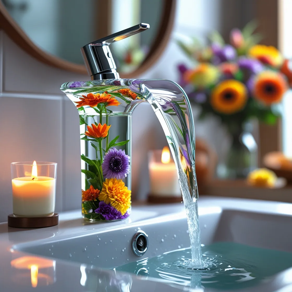 Glass Flower Faucet