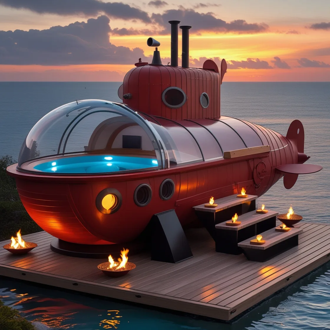 Submarine-Shaped Hot Tubs