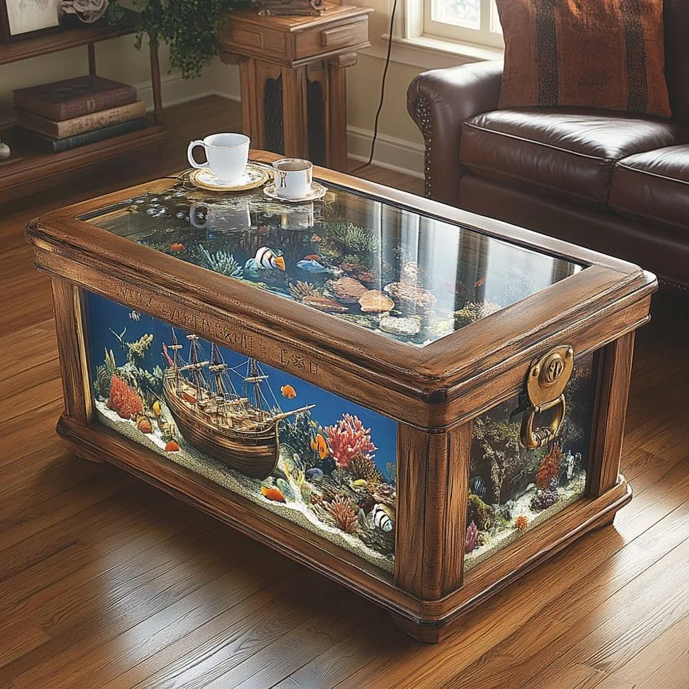 Aquarium Treasure Chest Table