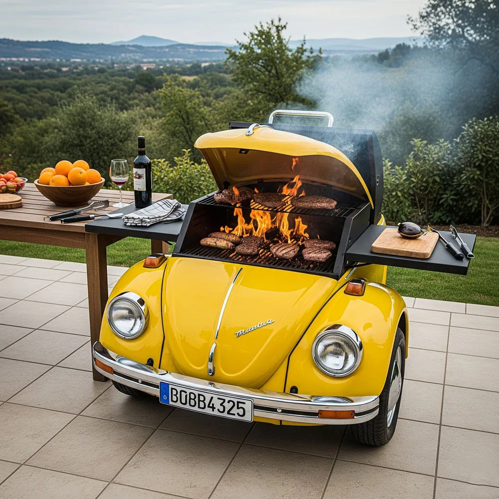 Volkswagen Beetle-Shaped BBQ Grill