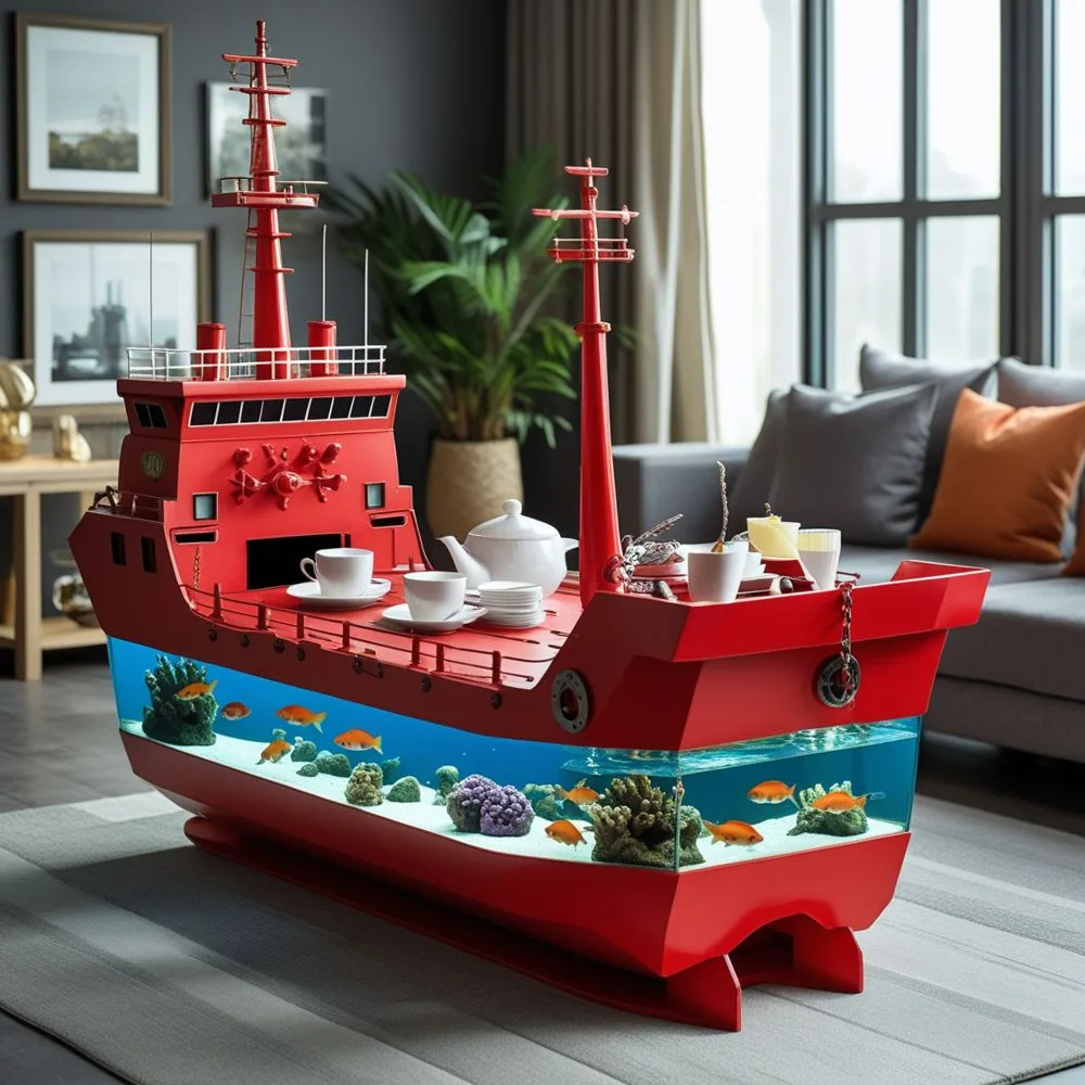 Cargo Ship Aquarium Coffee Tables