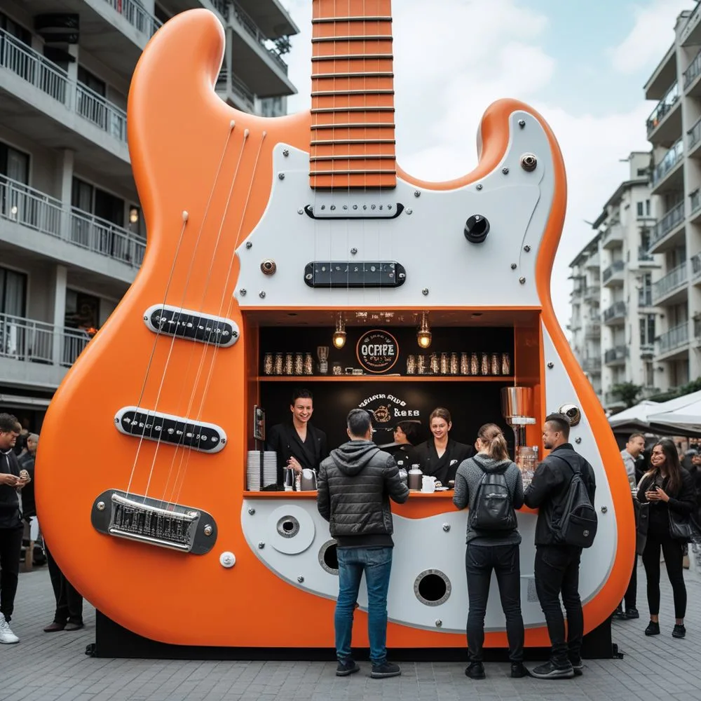 Giant Guitar Coffee Kiosk
