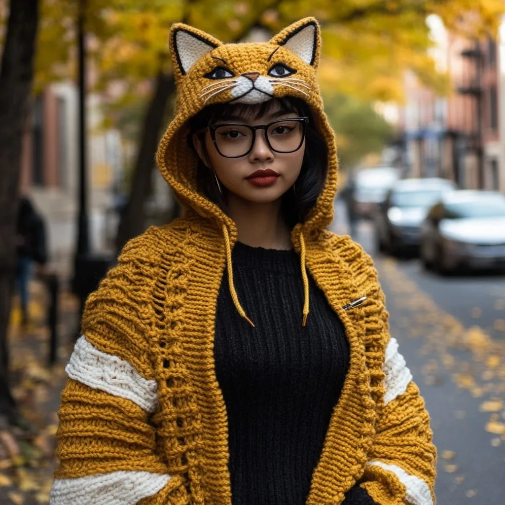 Knitted Cat-Inspired Hoodies