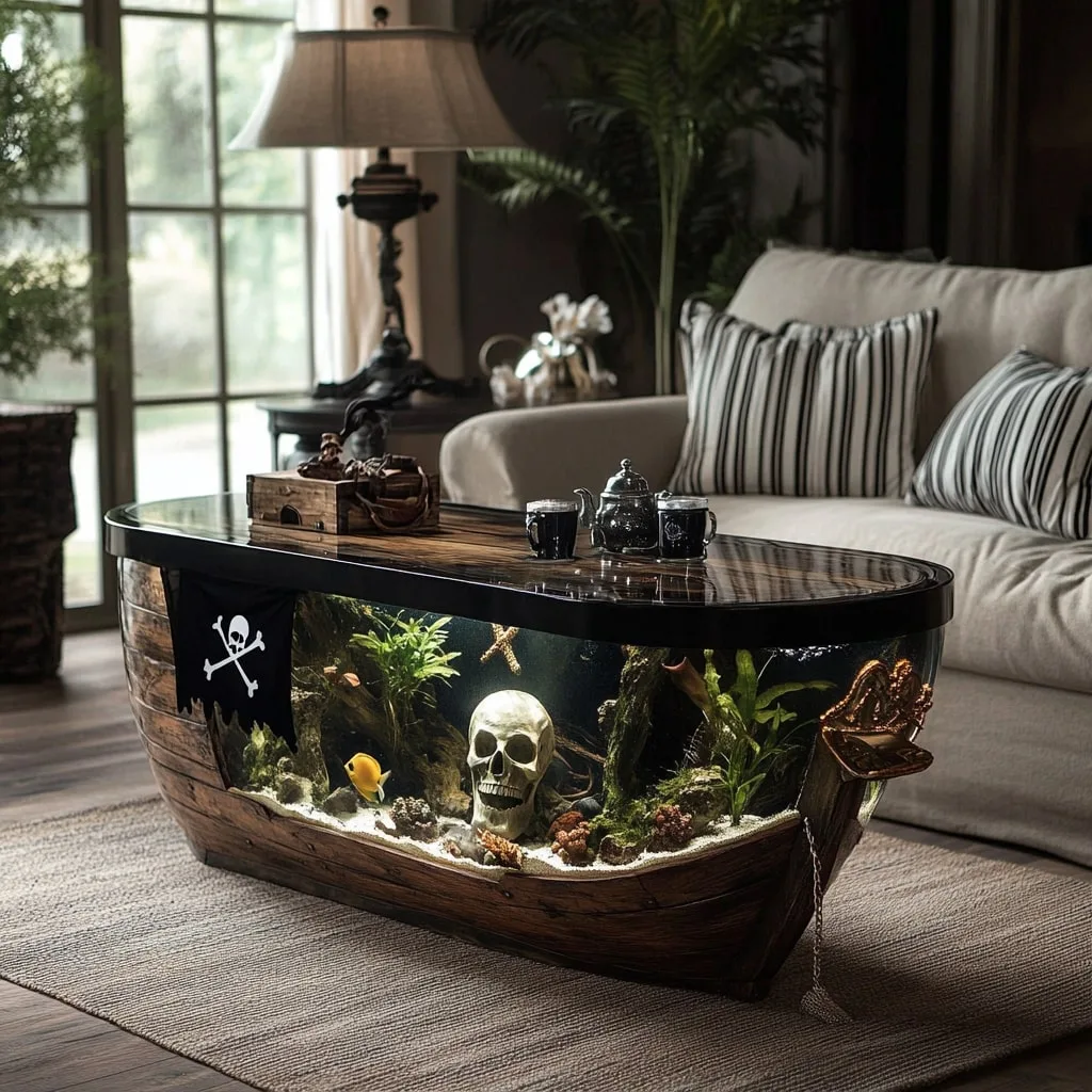 Pirate Ship Aquarium Coffee Tables