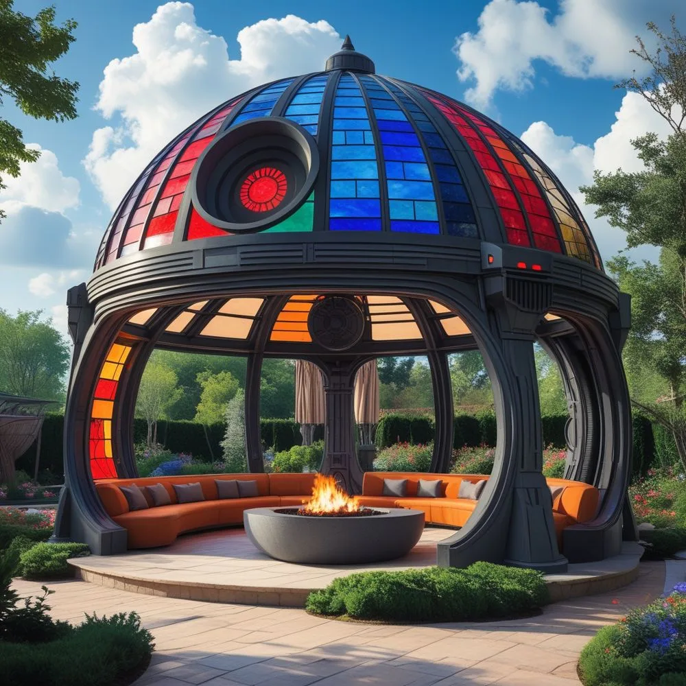 Stained Glass Death Star Gazebo