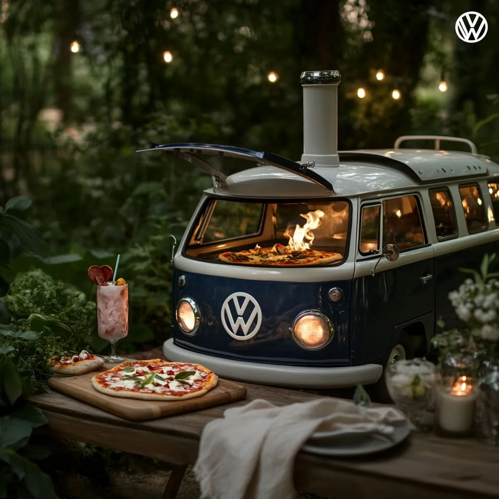 VW Bus Shaped Outdoor Pizza Oven