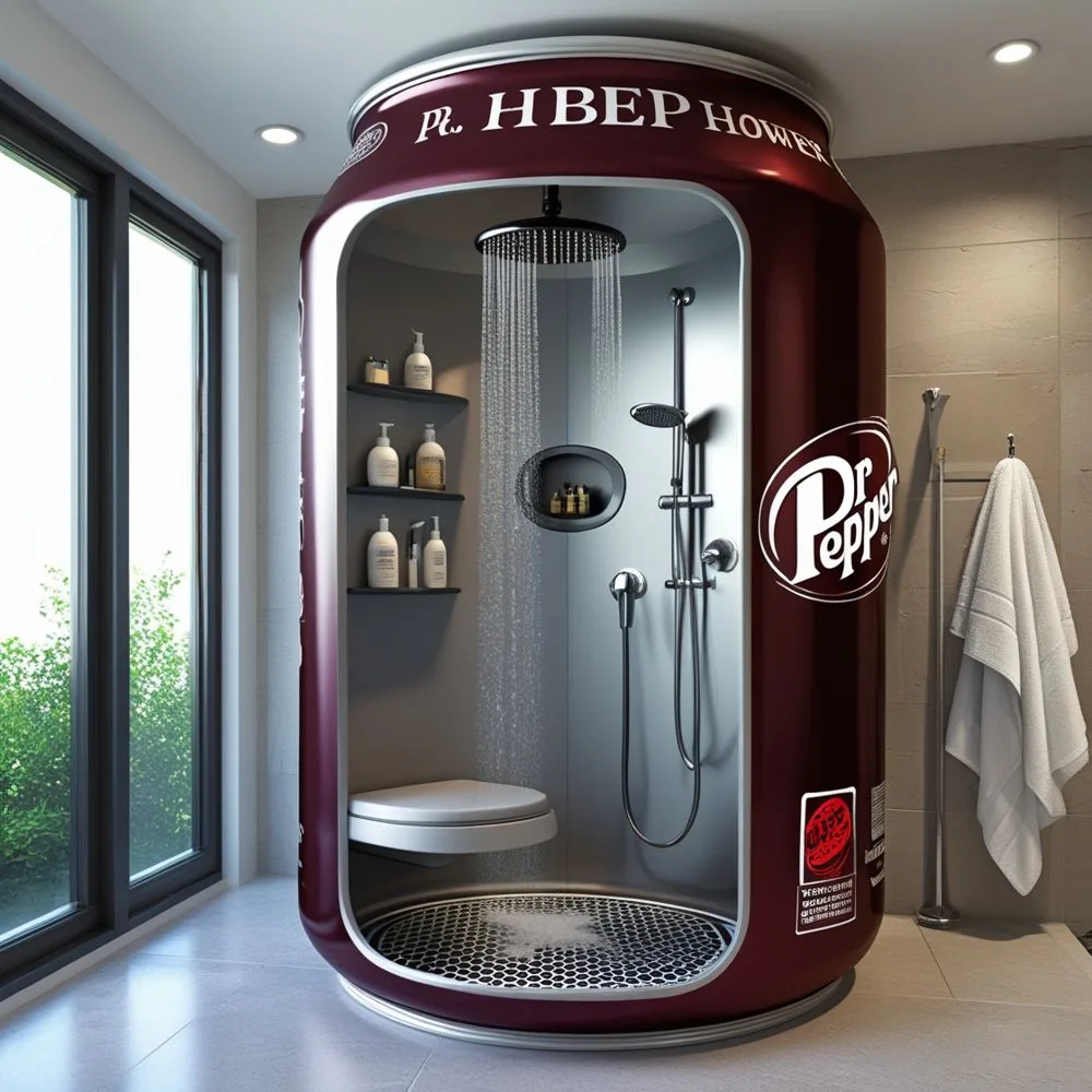 Giant Soda Can Standing Bathroom