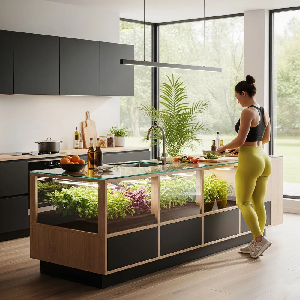 Kitchen Islands With Built-in Hydroponic Gardens