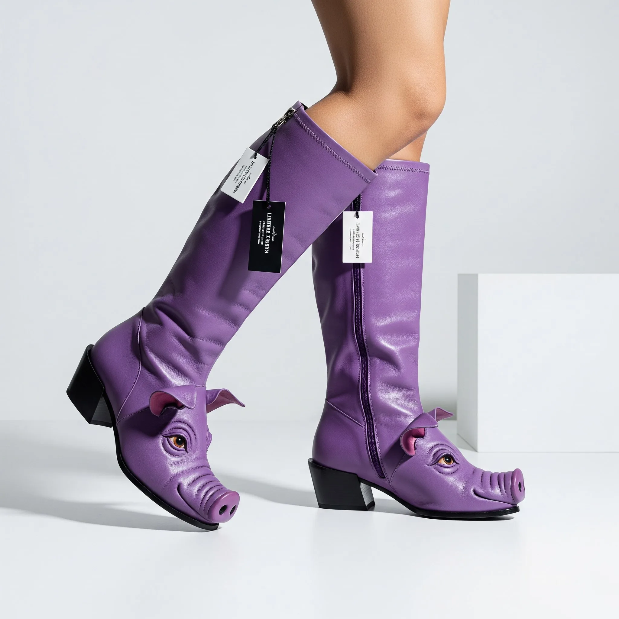 Pig Knee High Boots