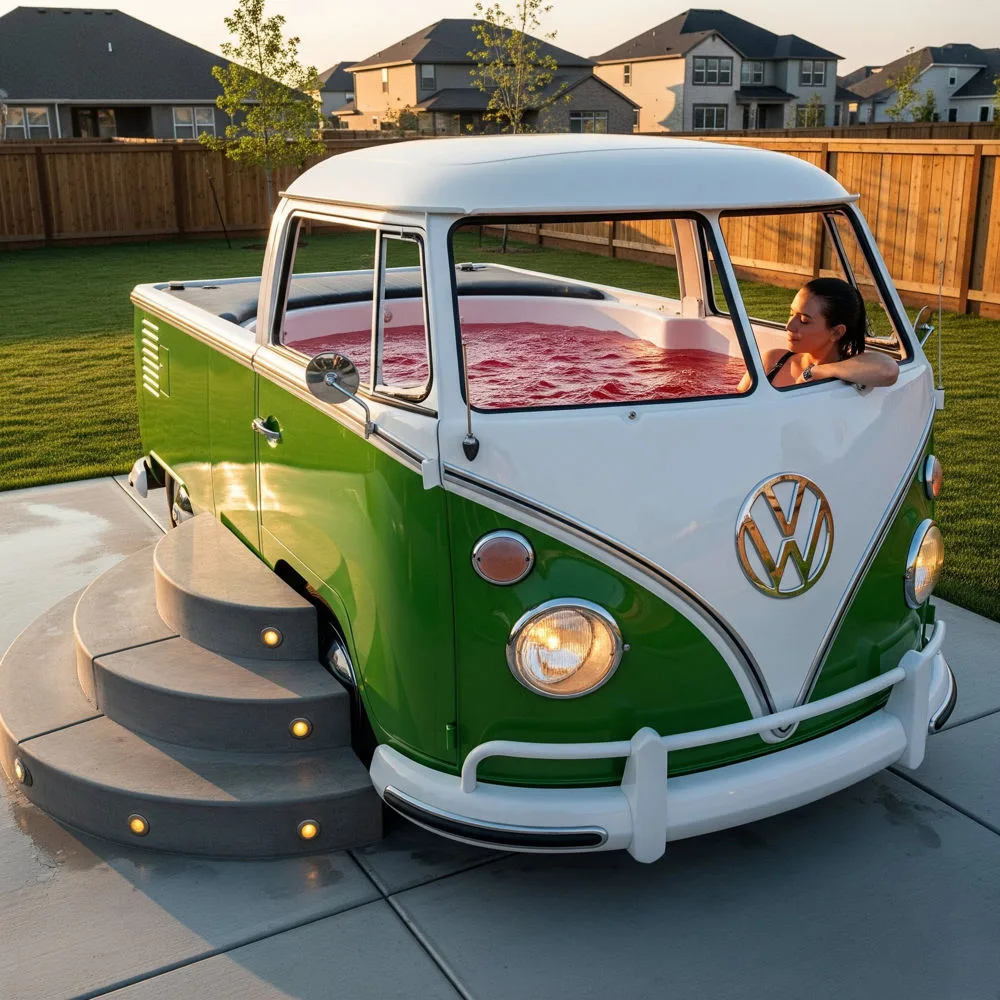 VW Bus Shaped Hot Tubs